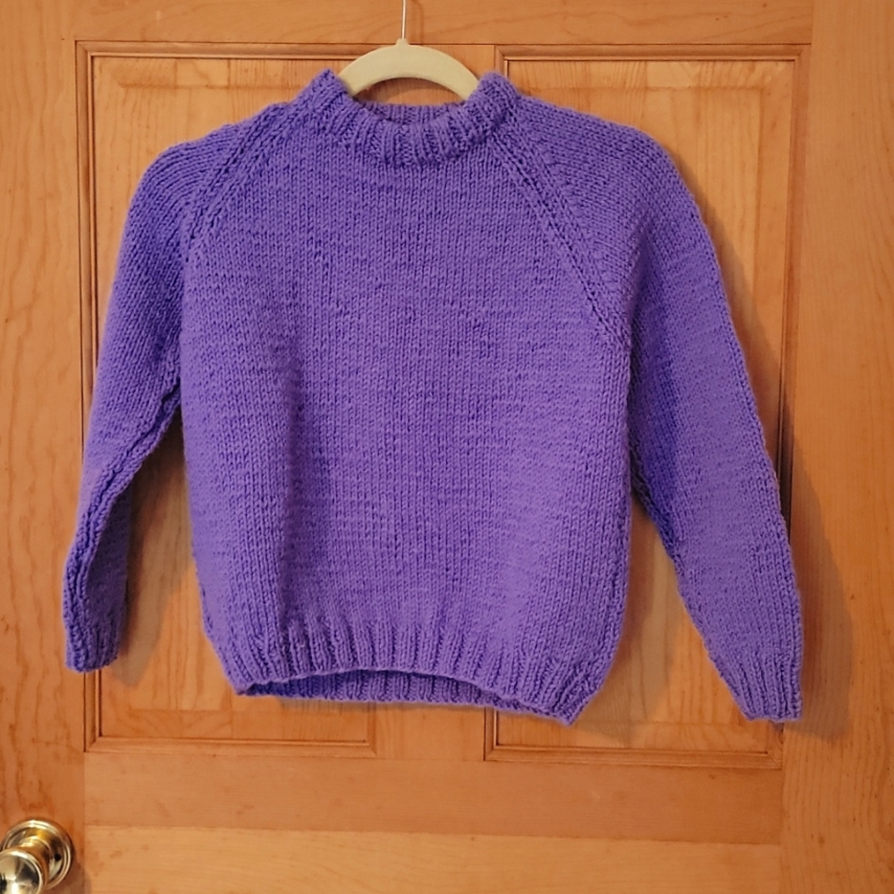 Girls Purple Hand Knit Sweater